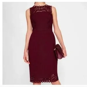 Ted Baker London Dresses Ted Baker Verita Burgundy Sheath Midi
